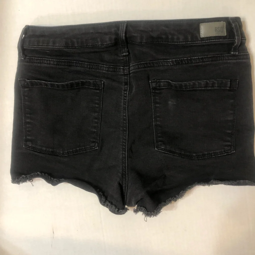 Black Distressed Denim Women's Shorts
